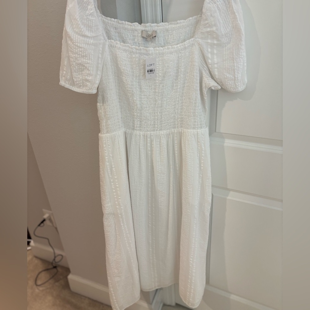 Loft White Midi Dress size large